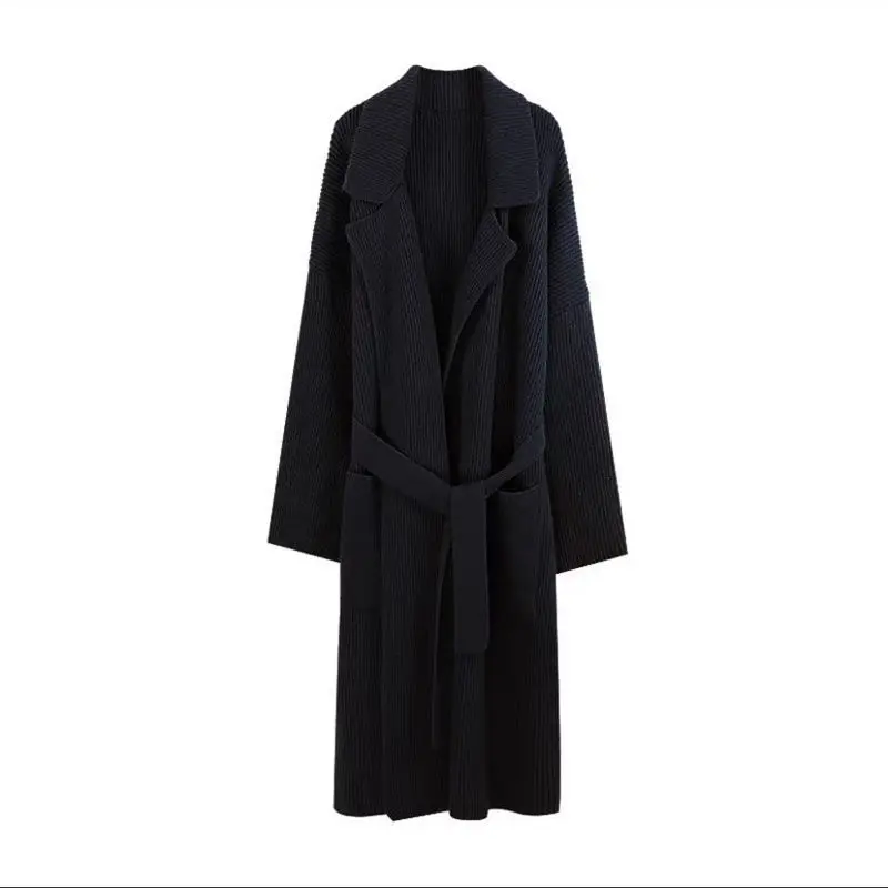 2025 가을/겨울 신상 여성 니트 가디건 루즈핏 타이 니트 스웨터