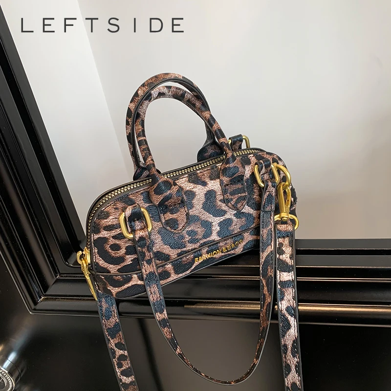 Mini Pu Leather Leopard Crossbody Bag With Short Handle For Women 2024 Fashion Y2K Handbags And Purses Females Shoulder Bag