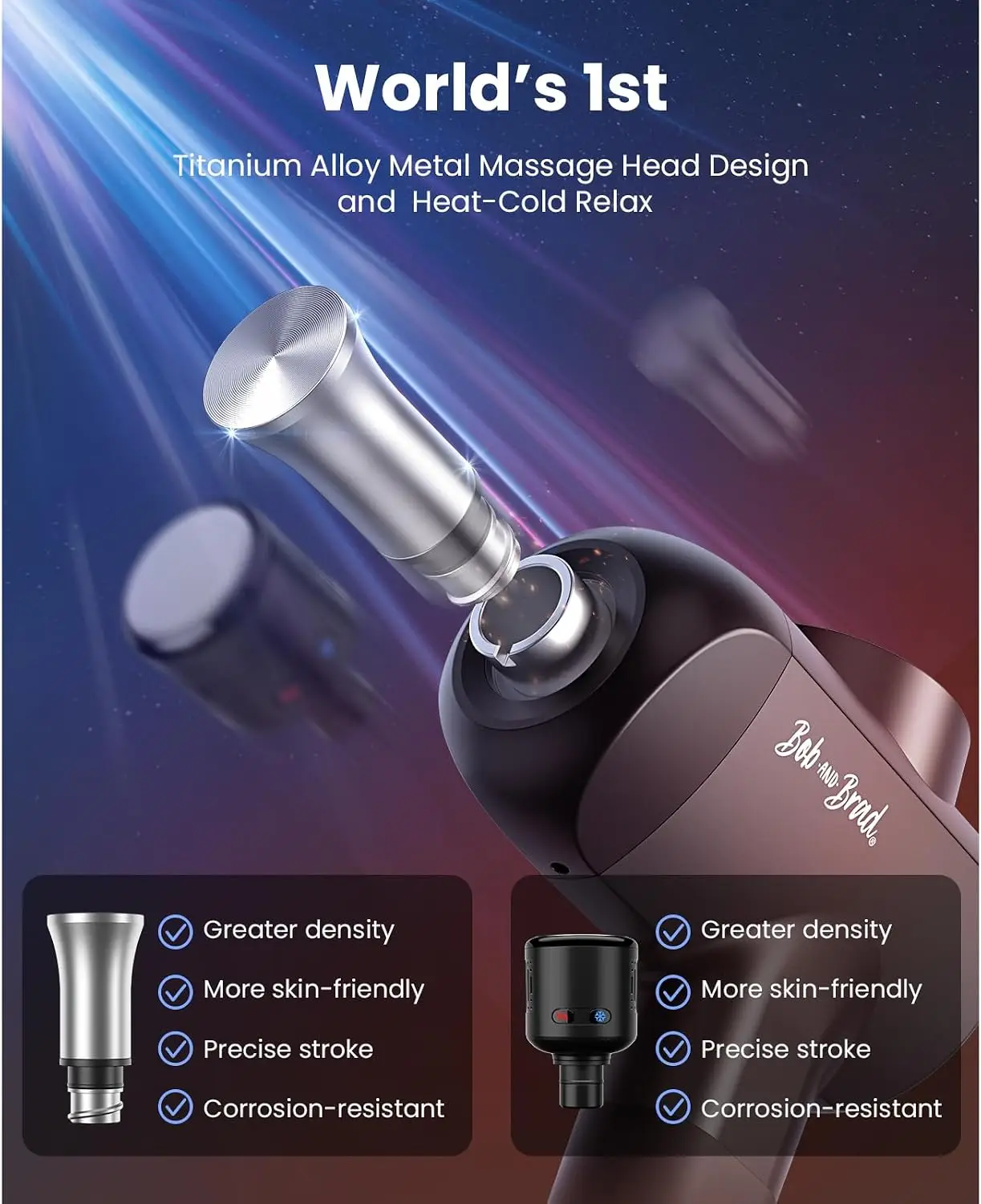 BOB AND BRAD X6 Pro Max Massage Gun with Heat and Cold, FSA Eligible HSA | Deep Tissue Percussion Massager Gun for Athletes, Met view 4