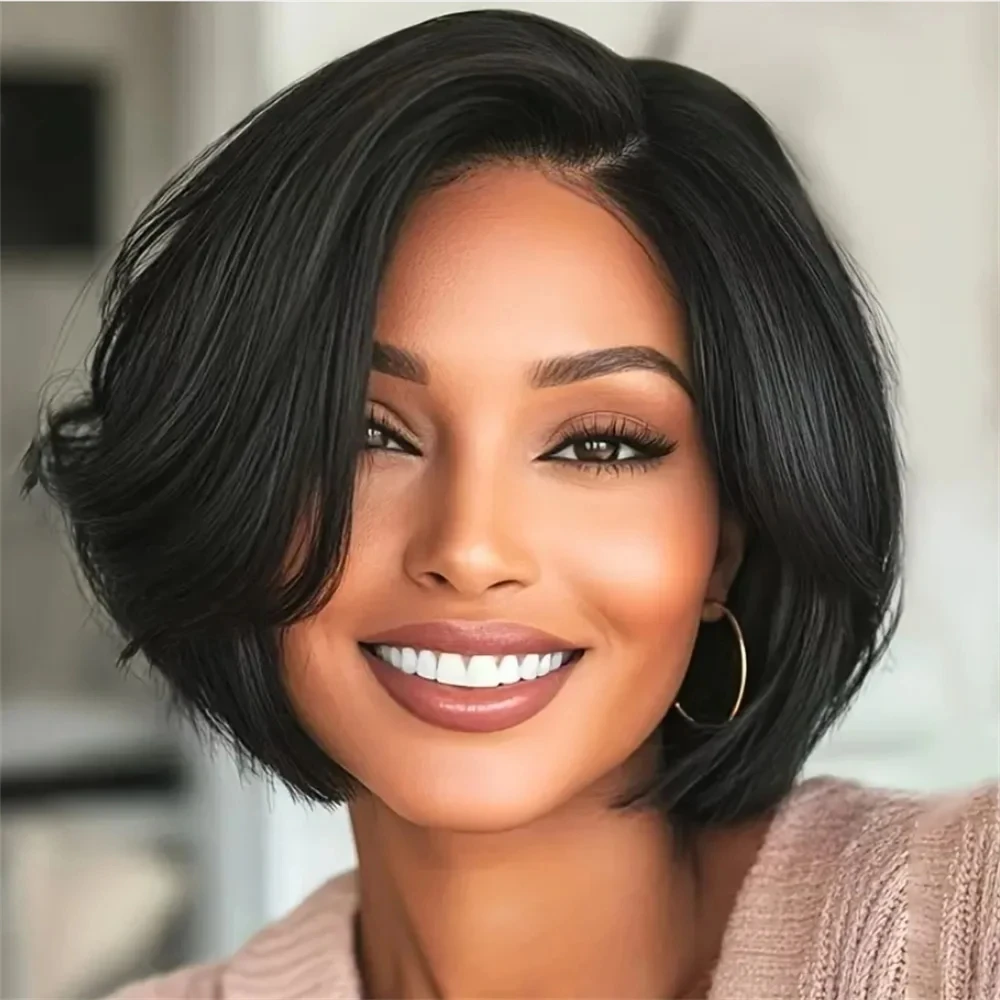 

Короткий парик-боб с мелированием, прямой, с HD-кружевом, парик-пикси, прямые парики из натуральных волос, парик с прозрачным кружевом 13x4 для женщин