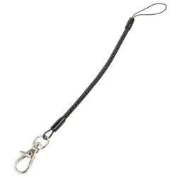 Fashion Black Plastic Spring Elastic Keychain Fishing Coil Elastic Lanyard Spring Coil Lobster Clip Keychain Anti-Lost Hanging