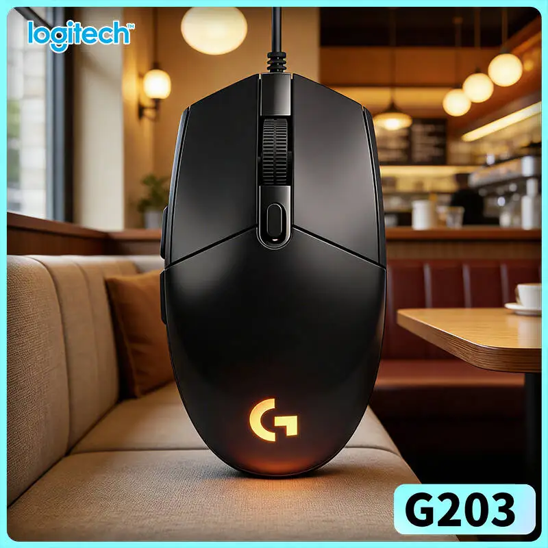 Logitech G203 Wired Gaming Mouse RGB Backlight 8000 DPI 6 Buttons 1ms Response 85g Lightweight Extended Comfort