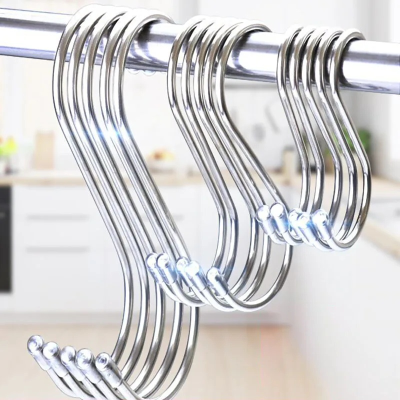 

Bold Non-magnetic Stainless Steel S-shaped Hook Multifunctional Portable Hook For Kitchen Bedroom Hanger Hook Pendant Storage