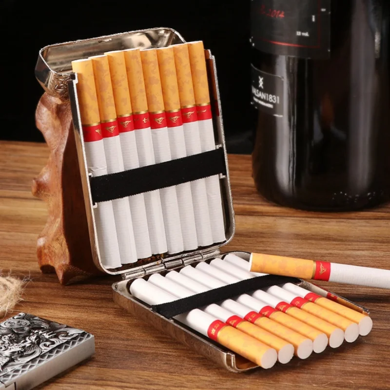 علبة سجائر محفورة عتيقة صندوق سيجار معدني مضاد للضغط علبة سيجار مقاومة للرطوبة حاوية سجائر فاخرة ملحقات التدخين #2