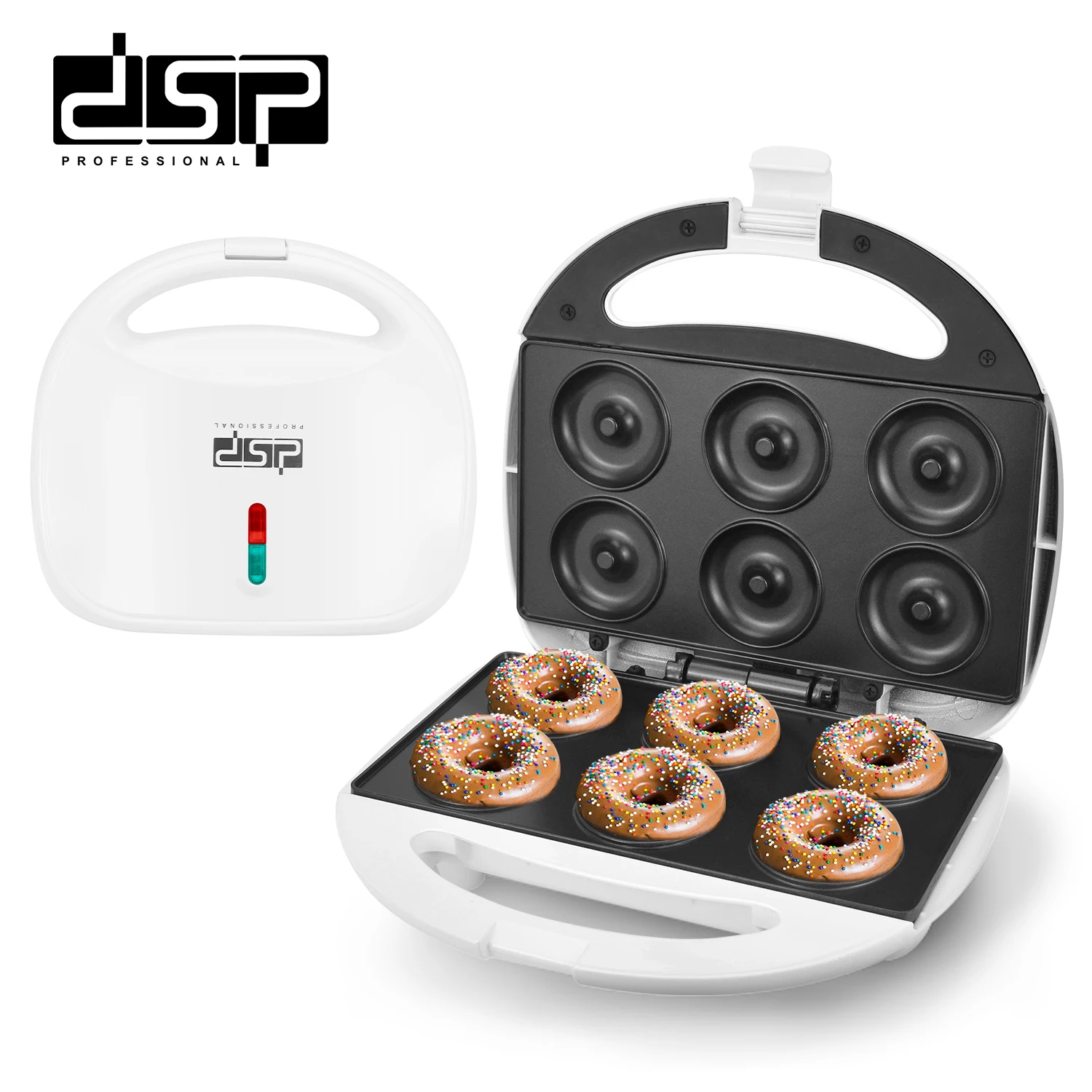 

DSP Hot Sale OEM Professional Small Donut Maker 110v 750W Mini Non Stick Donut Maker Breakfast Waffle Maker