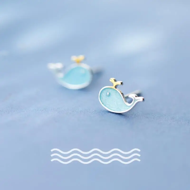 Korean Star Cute Whale Fish Stud Earring for Women Girls Fashion Earrings New Trend Ear Jewelry Accessories Gift