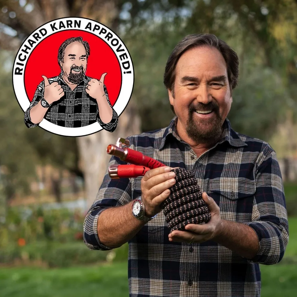 확장형 정원 호스 50피트, 자외선 차단 구리 헤드 및 10가지 패턴 분사기, 고압 650 PSI, 3/4인치 직경, P