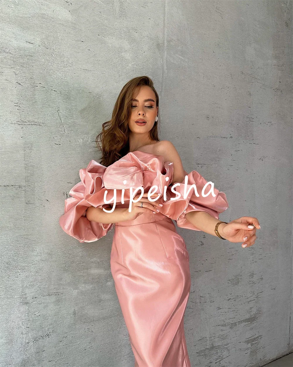 Robes de soirée personnalisées, colonne plissée assortie, épaules dénudées, longueur aux genoux, tailles de Style chinois disponibles, intr classique