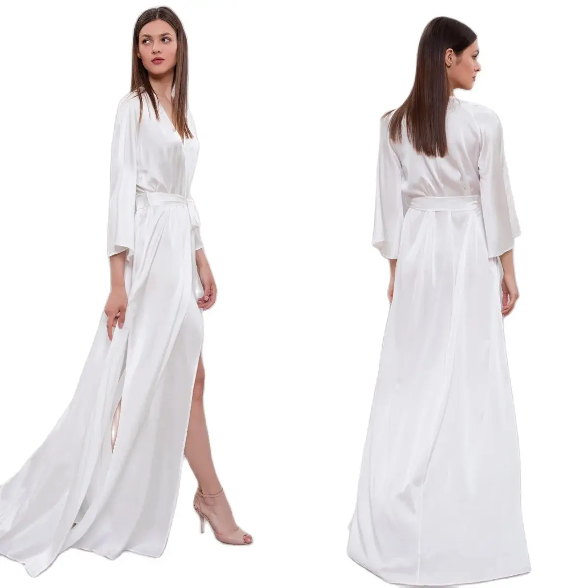 

White Long Robes Bridal Wrap Floor Length Sheer Women Nightgown Photo shoot Maternity Dressing Gowns for Photography