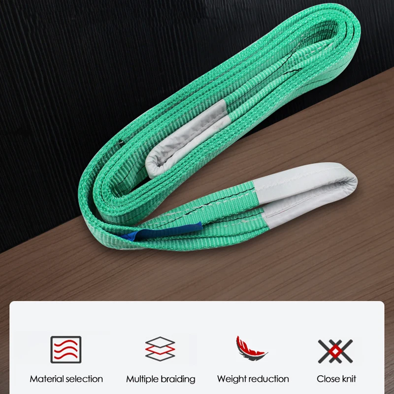 2T 2m One Way Belt Color Code Textile Tape Lifting Slings Belt Crane Flat Polyester Lift Webbing Sling