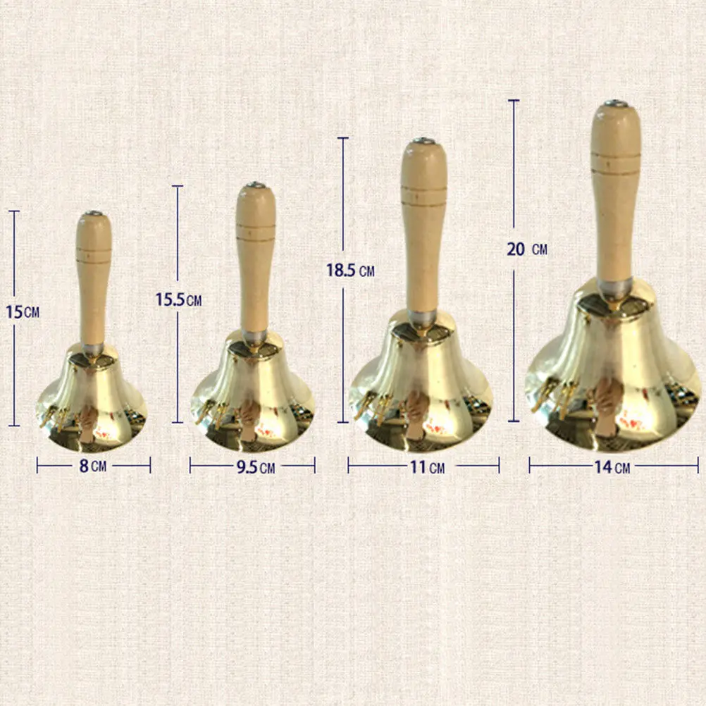 

Golden Hand Bell 8Cm Polished Brass with Comfortable Grip for Festival Decoration Restaurant Call Service Bell Party Handbell