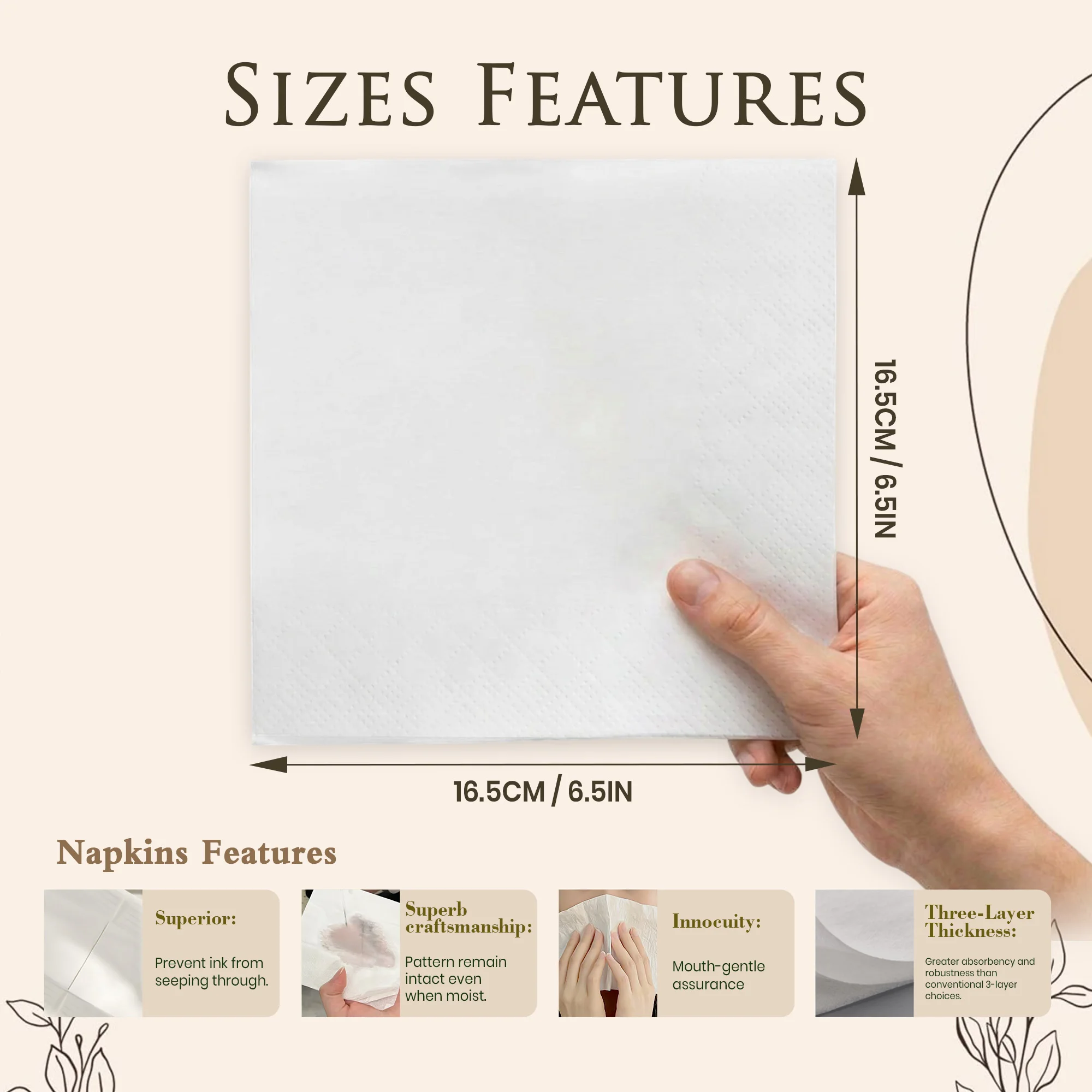 6.5in Custom Napkins 3 ply Personalized Napkins photo paper Disposable Luncheon Napkins Pet Portrait For Wedding  Bridal Shower view 4
