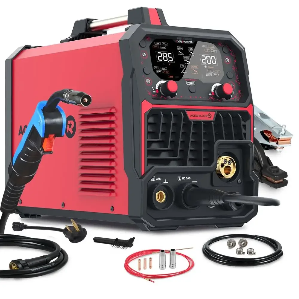 Multi-Function Aluminum Welding Machine Gas MIG Pulse Flux MMA TIG Spot LED Display