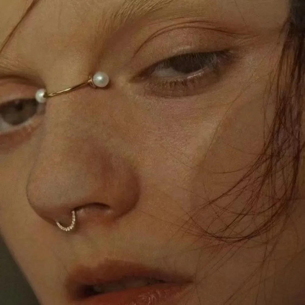 فاسق غير ثقب الأنف كليب ريترو فريد موضة تقليد اللؤلؤ الأنف الدائري الأنف مسمار موضة غير مثقوب مجوهرات للجسم