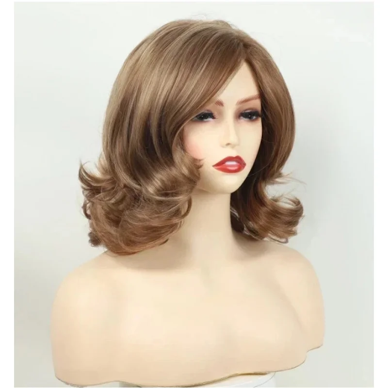 

100% Human Hair New Fashion Women's Natural Brown Wavy Wigs 14 In
