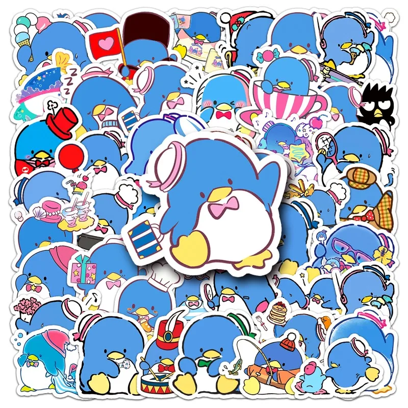 50pcs Tuxedo Sam Cartoon Paper Cute Blue Penguin Sticker Waterproof DIY Decorative Water Cup Laptop Luggage Desktop Sticker