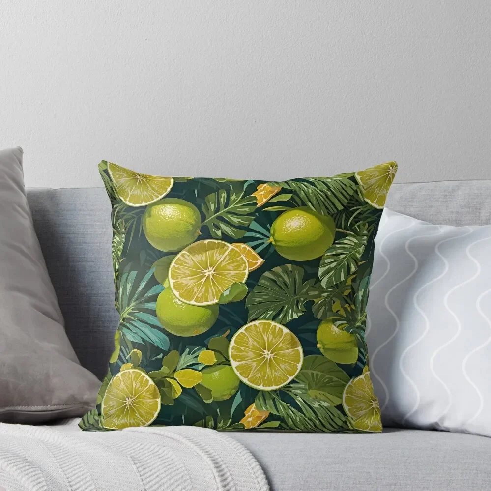 

Tropical Lime Ferns and Summer Leaves Citrus Patterns Throw Pillow Pillowcases Cushion Covers Sofa Cushion Child New year pillow