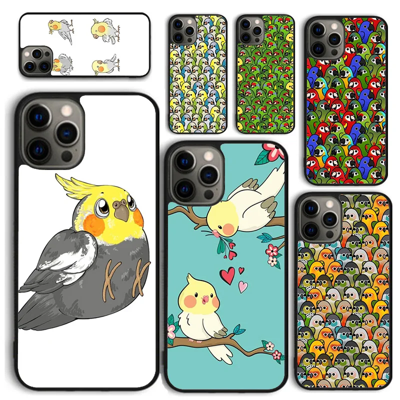 Parrot Birds Cockatiel Phone Case for iPhone 16 15 14 12 13 mini PLUS X XS XR 11 PRO MAX Back Cover Fundas Shell