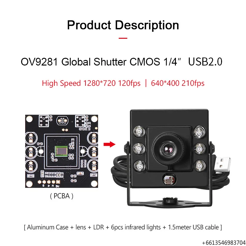 

3206 OV9281 720P Mini HD Camera High-Speed 120fps 210fps USB Camera IR940 4mm 60degrees Infrared Night Vision Global Shutter