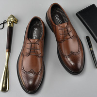 Men Genuine Cow Leather Brogue Wedding Business Mens Casual Flats Shoes Luxury Brand Oxford Shoes for Men's Shoes Platform Shoes