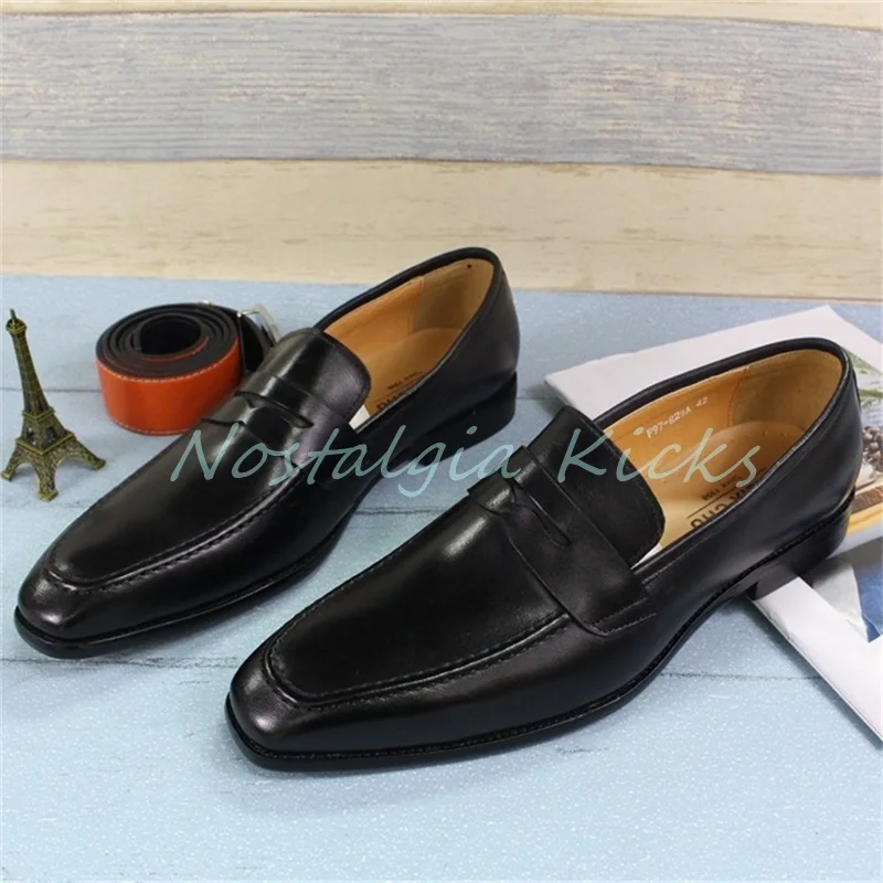 클래식 푸른색 그라데이션 정품 가죽 로퍼 캐주얼 슬립 온 모카신 남성 드레스 슈즈 레트로 소 가죽 옥스포드 신발