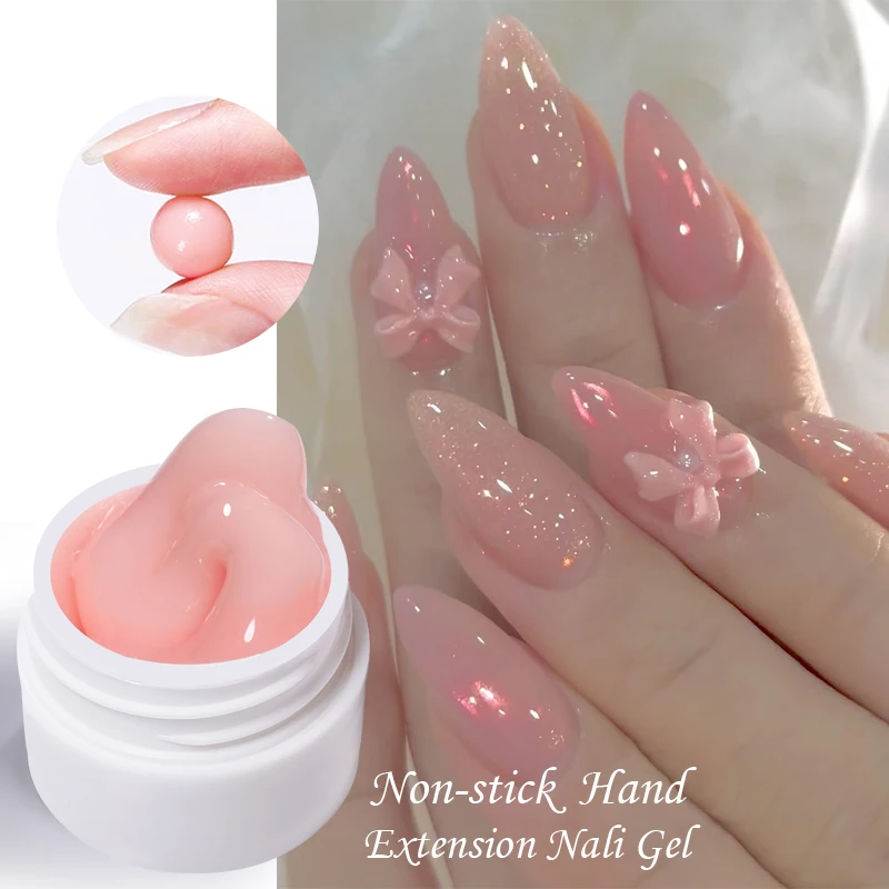 LILYCUTE 8ML Non Stick Hand Solid Extension Gel Nail Polish Clear Nude Pink Nail Finger Prolong Carving Flower Nail Art Hard Gel