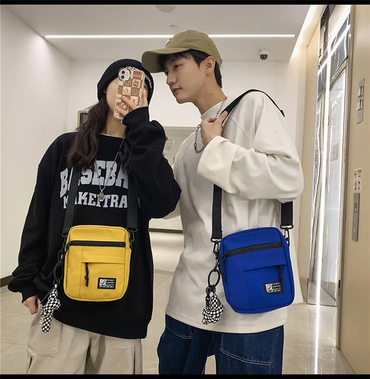 Men Women Student Canvas Shoulder bags Street Small Messenger Bag for Student Korean Harajuku Unisex Crossbody Bags Phone Purses