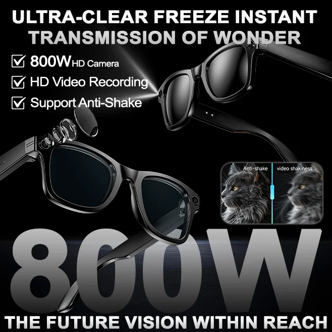 2026 New Camera Smart Glasses 8MP HD Camera 1080P Video Recording AI Translation Bluetooth Call Music WiFi Sunglasses Men Women