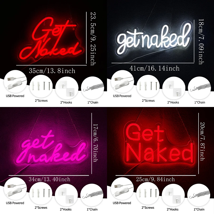 احصل على لافتة نيون من سلسلة عارية لديكور الحائط، لافتة مضيئة للبار، النادي، الحفلة، هدية عيد الميلاد للرجل، ديكور الحمام، تعمل بمنفذ USB