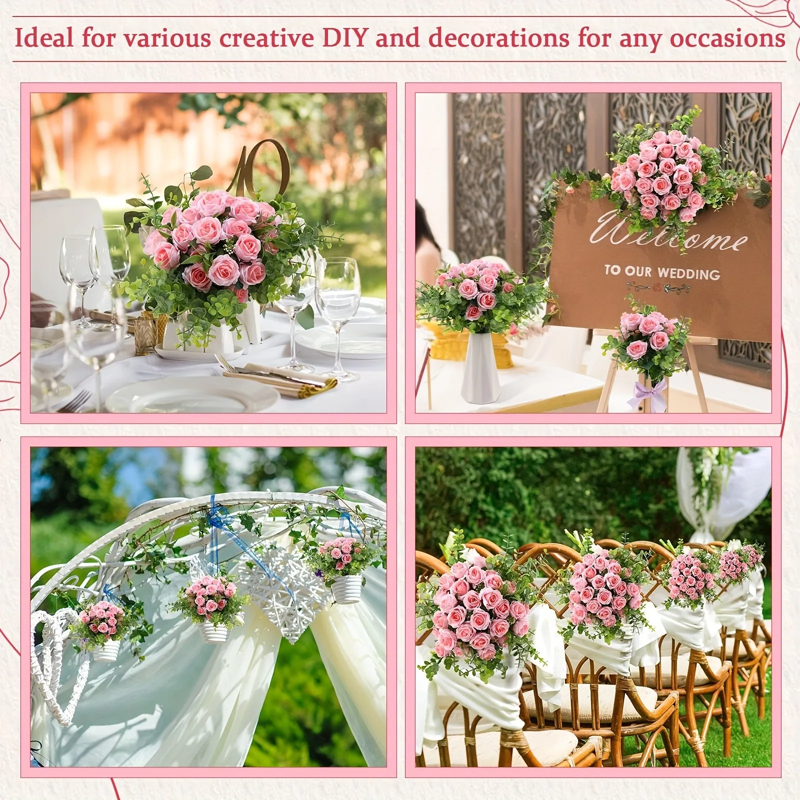 1/2 Stücke Rose Künstliche Blumen Bouquet 30 CM Seide Gefälschte Blume für Wohnkultur Hochzeit Dekoration Party Supplies Vase Ornament – Detail 8