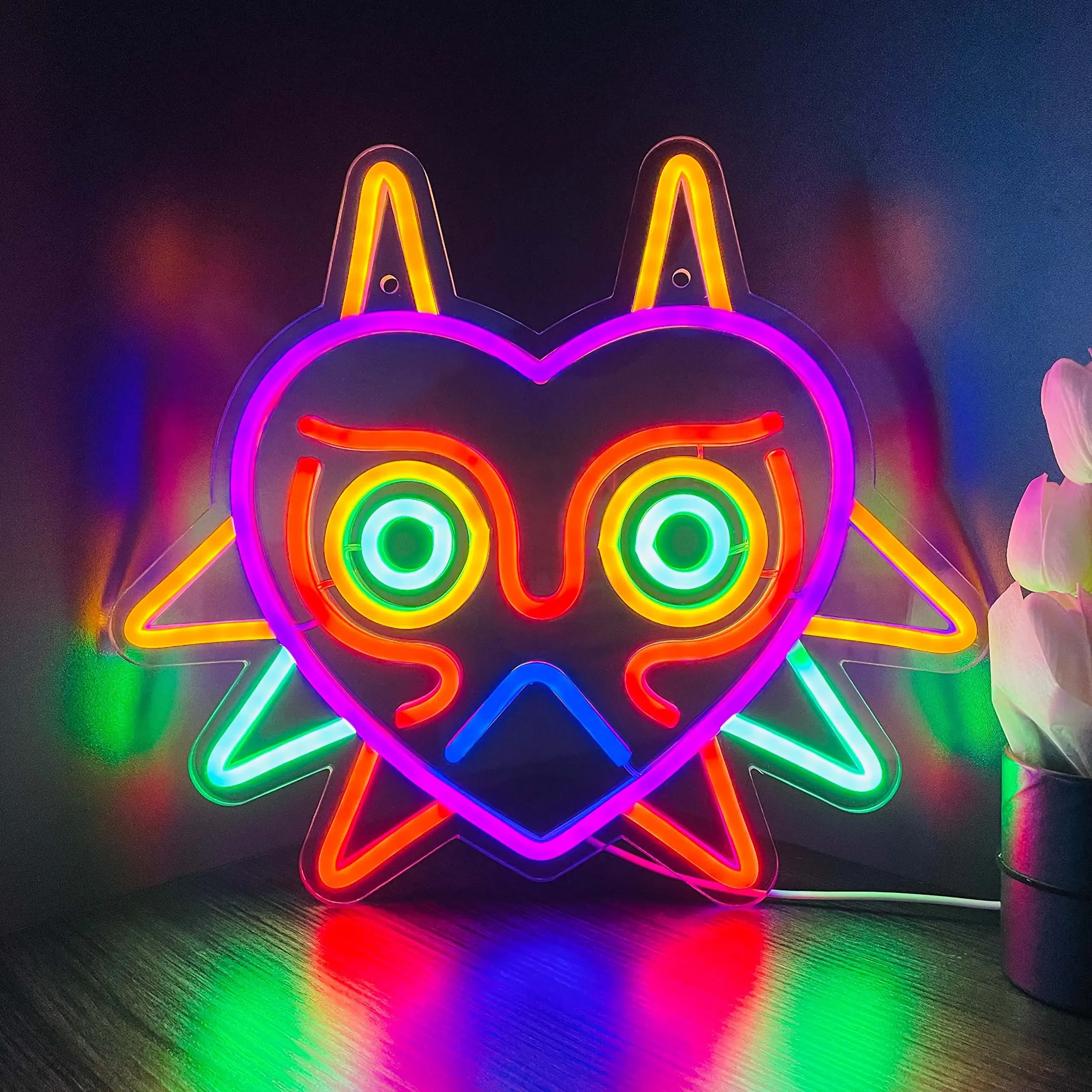 Mask LED Sign LoZ Neon Sign for Room Wall Decor Gamer Gift Mask Game Room Decor LED Neon Light