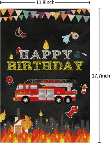 Fire Truck Happy Birthday Garden Flag,Children Boys Men Birthday Party Yard Hous 7445017018052 AAV hhz