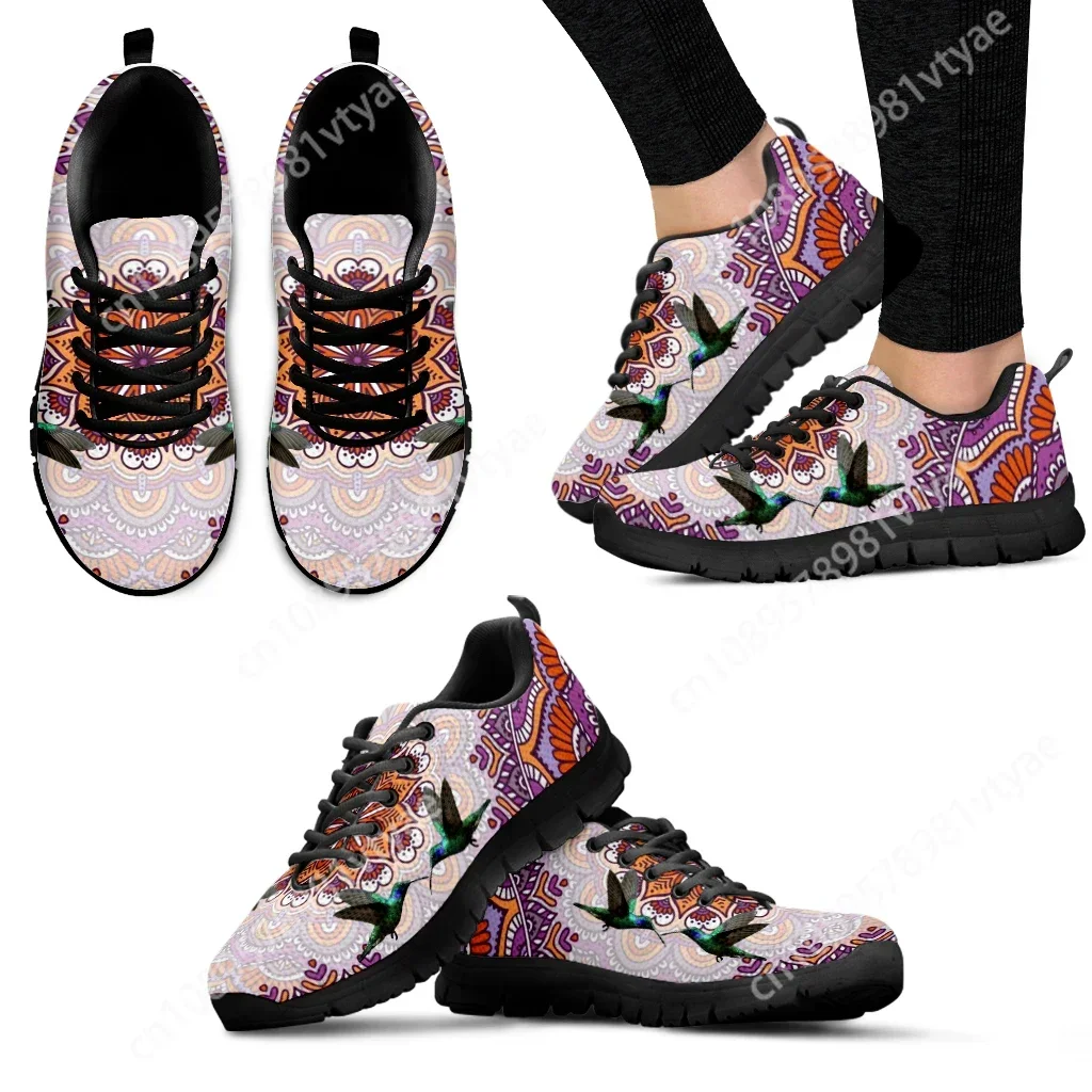 Custom Made Boho Hummingbird Design Luxury Brand Fashion Sneakers Comfortable Lace-up Outdoor Shoes Animal Print Zapatos Planos