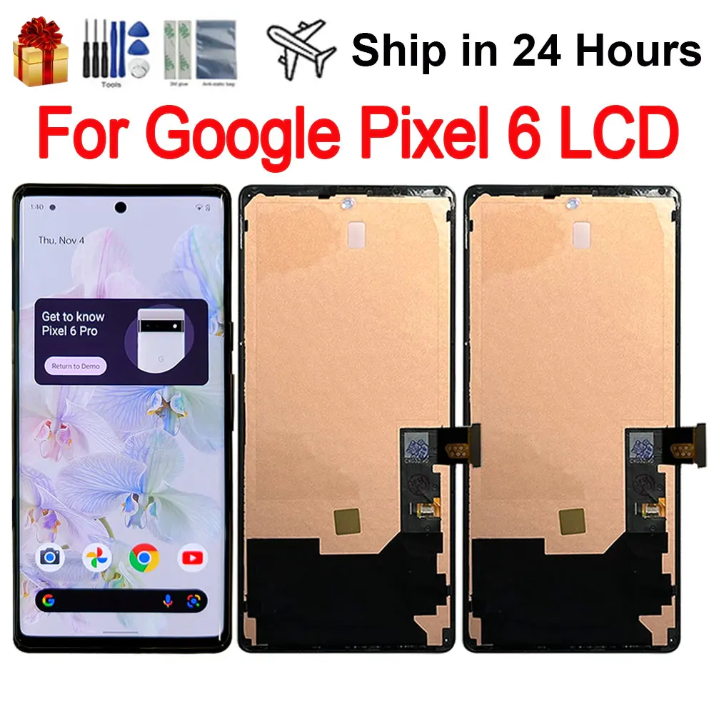 

AMOLED для Google Pixel 6 GB7N6, G9S9B ЖК-дисплей с рамкой и сенсорным дигитайзером в сборе для Google Pixel 6, замена экрана