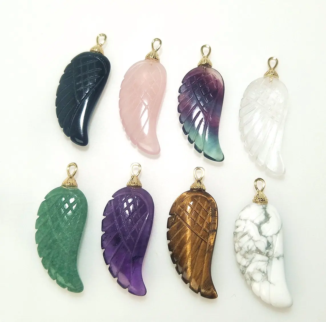 1 Pcs Angel Wing Pendant Natural Crystal Quartz Reiki Healing Crystal DIY Necklace Fashion Gemstone Jewelry Love Gift PD461A