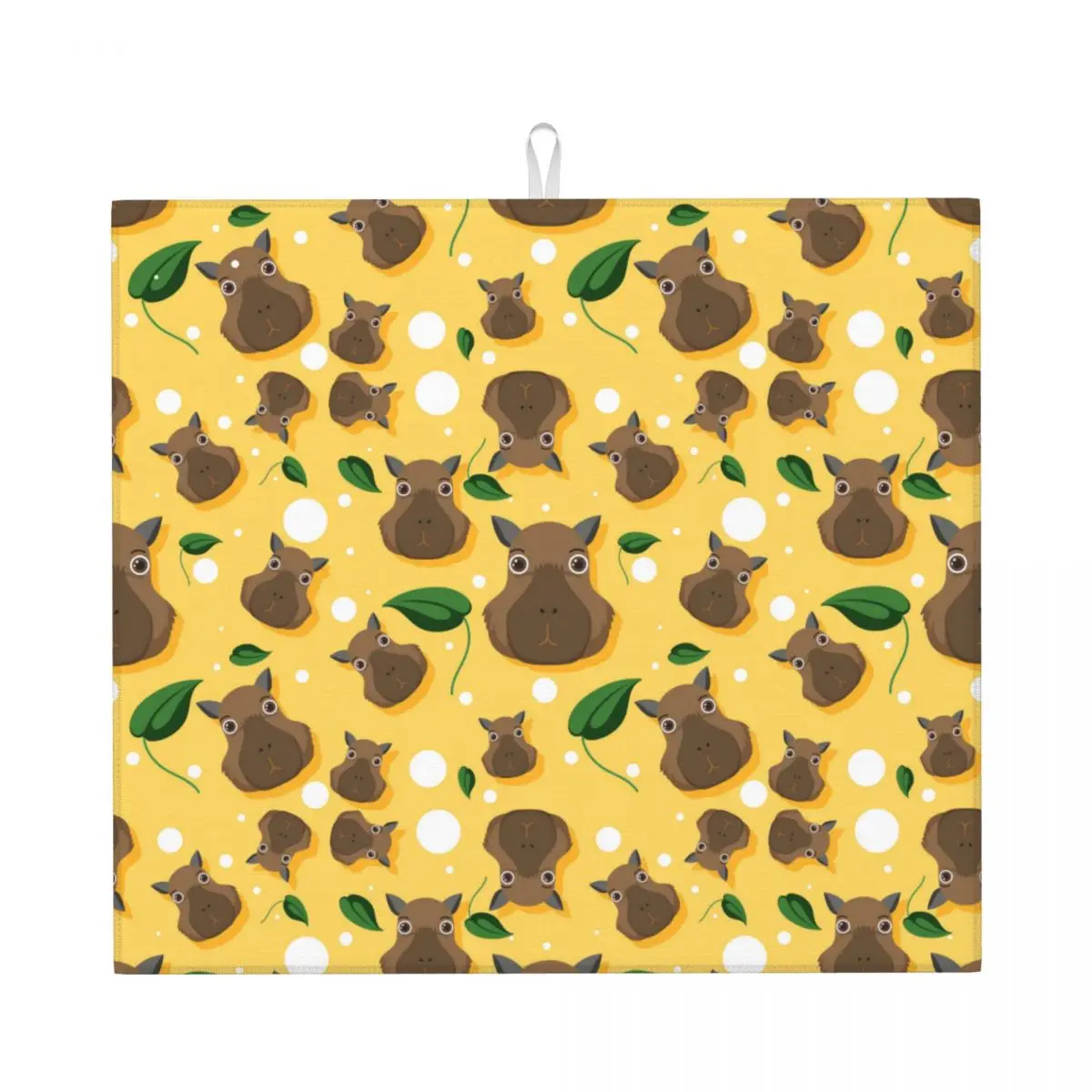 Cute Capybaras Pattern Dish Drying Mat for Kitchen Absorbent Quick Dry Microfiber Drainer Pads