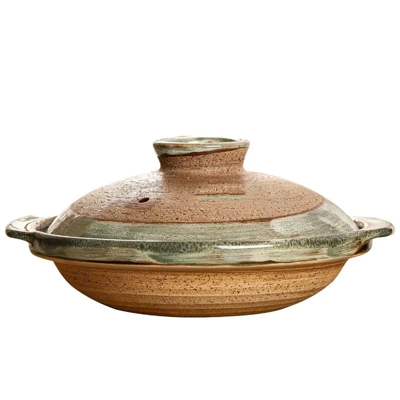 Japanese Clay Casserole Stew Pot Domestic Gas Casserole Soup Pot Open Fire Shallow Pot Ceramic Rice Cooking Pan for Gas Stove