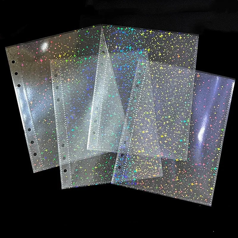 A5 laser 1 2 4 bolsos coração arco-íris pixel estrelas forma Folhas transparentes holográficas para A5 álbum ídolo estrela cartões de armazenamento foto