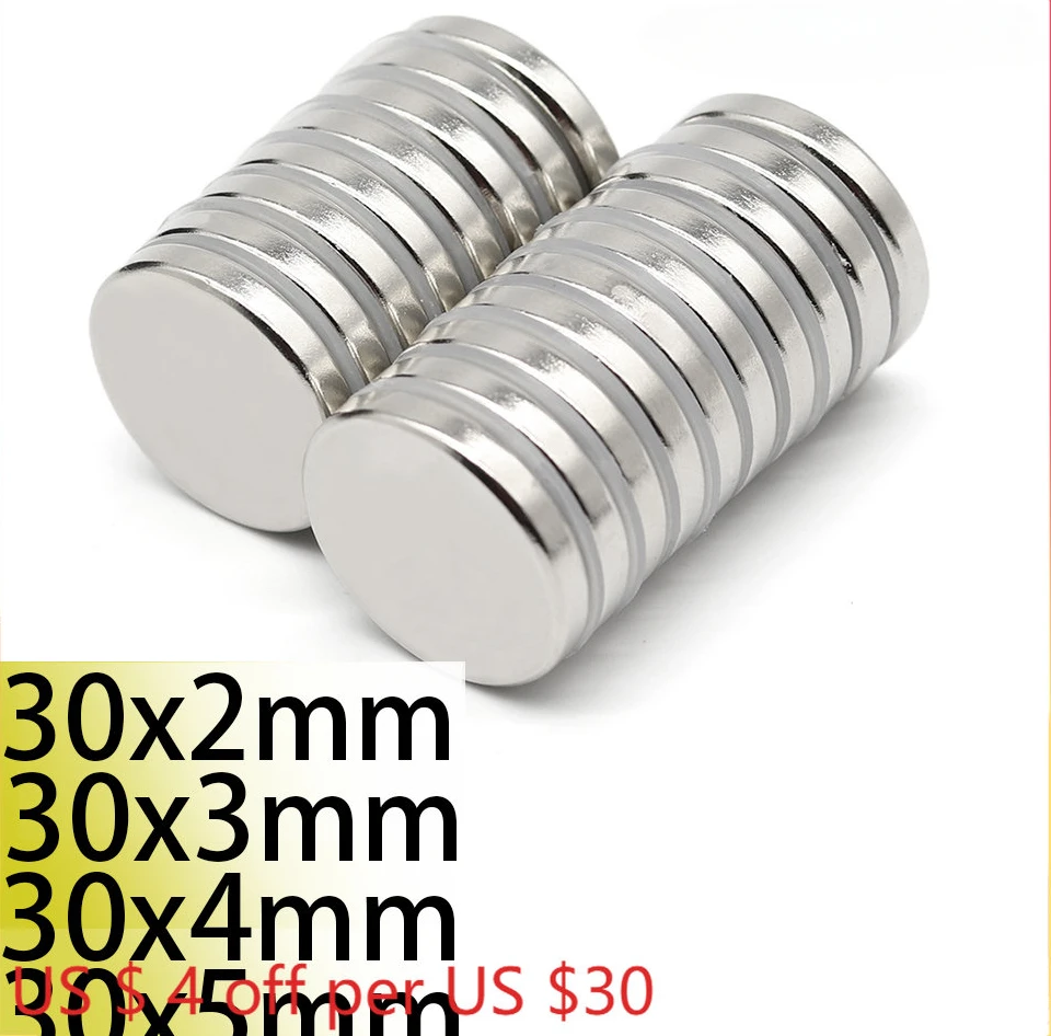 

n35 30x2 30x3 30x4 30x5 Strong Disc Neodymium Magnet strong rare earth Round Neodymium Magnet Search Magnet Fridge Custom 30*3