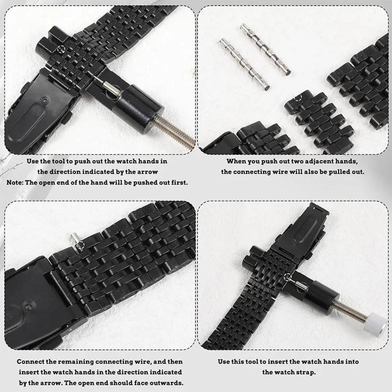 

Watch Link Removal Kit, 6 Pcs Watch Back Remover Tool Watches Adjustment Tool Kit for Watches Repairing Sizing Strap Retail
