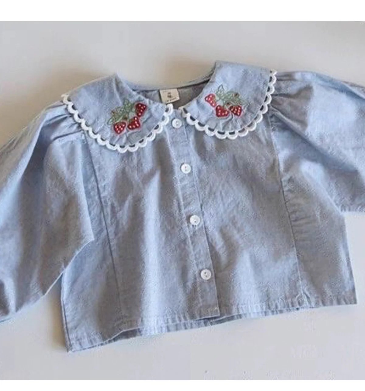 2026 Mädchen-Stickerei-Shirts 0-3 Jahre Frühling Baby-Mädchen-Blusen Süße Kleinkind-Mädchen Peter-Pan-Kragen Langarm-T-Shirt – Detail 9