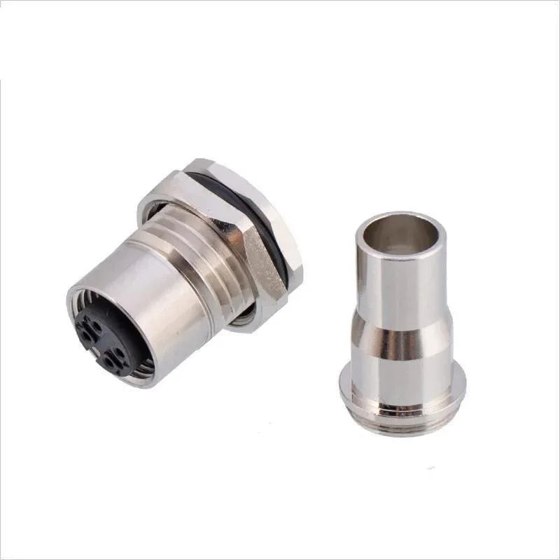 Back Mounted Male Female Socket Receptacle Solder Screw M16x1.5 Socket Tail With Riveted Shielding Tube