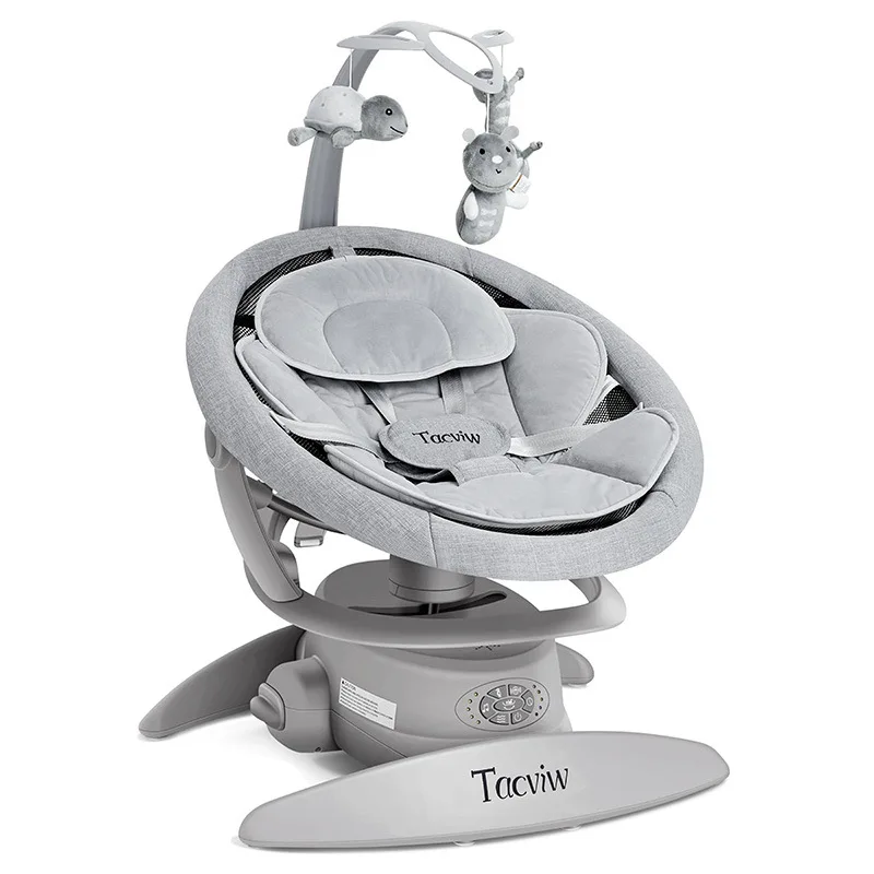 Baby Electric Rocking Chairs, Soothing Chair Can Lie Down or Sit Baby Swing Electric 180° Rotating Seat, Multi Speed Baby Rocker