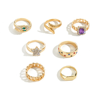 Celestial Stacking Rings Kit Gold Tone Stackable Rings Set Statement Rings Irregular Thick Chunky Ring Jewelry Gift