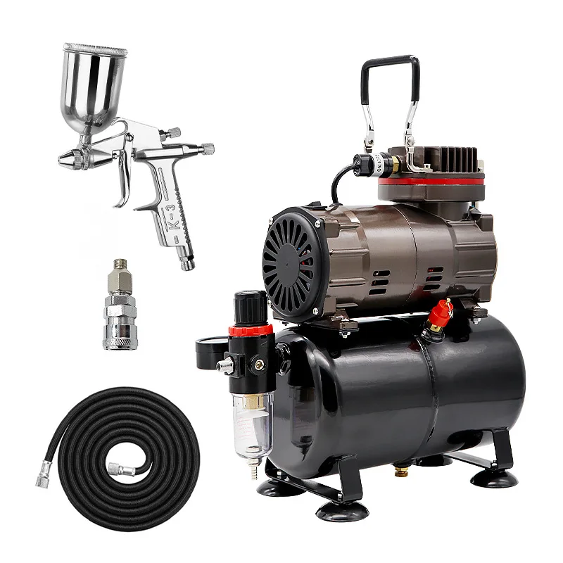 two-stage piston type silent oil-free mini air pressure with spray gun