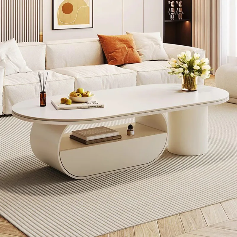 

White Cream Coffee Table Accent Nordic Luxury Living Room Design Modern Side Table Clear Relaxing Mesa Auxiliar Salon Furniture