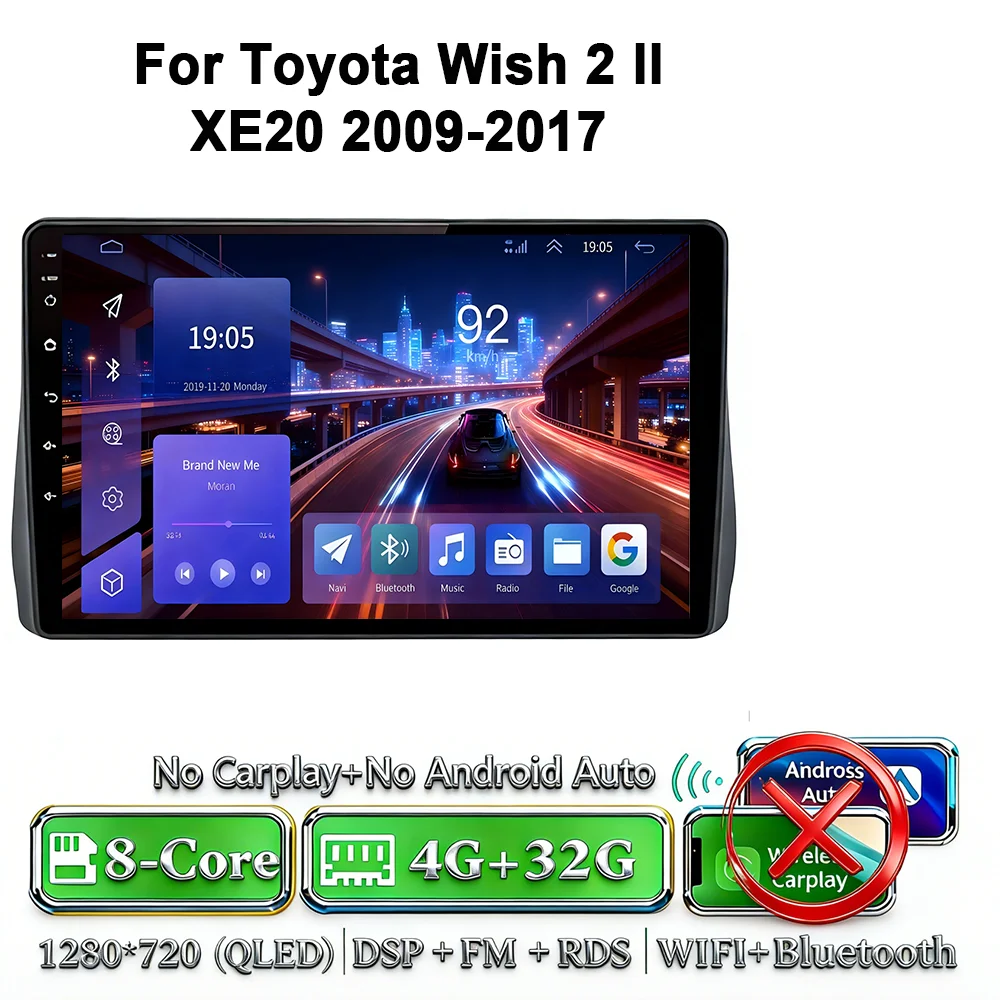 Android 17 Carplay Android Auto 4G WIFI autoradio voor Toyota Wish 2 XE20 2009-2017 GPS DSP BT touchscreen multimediasysteem