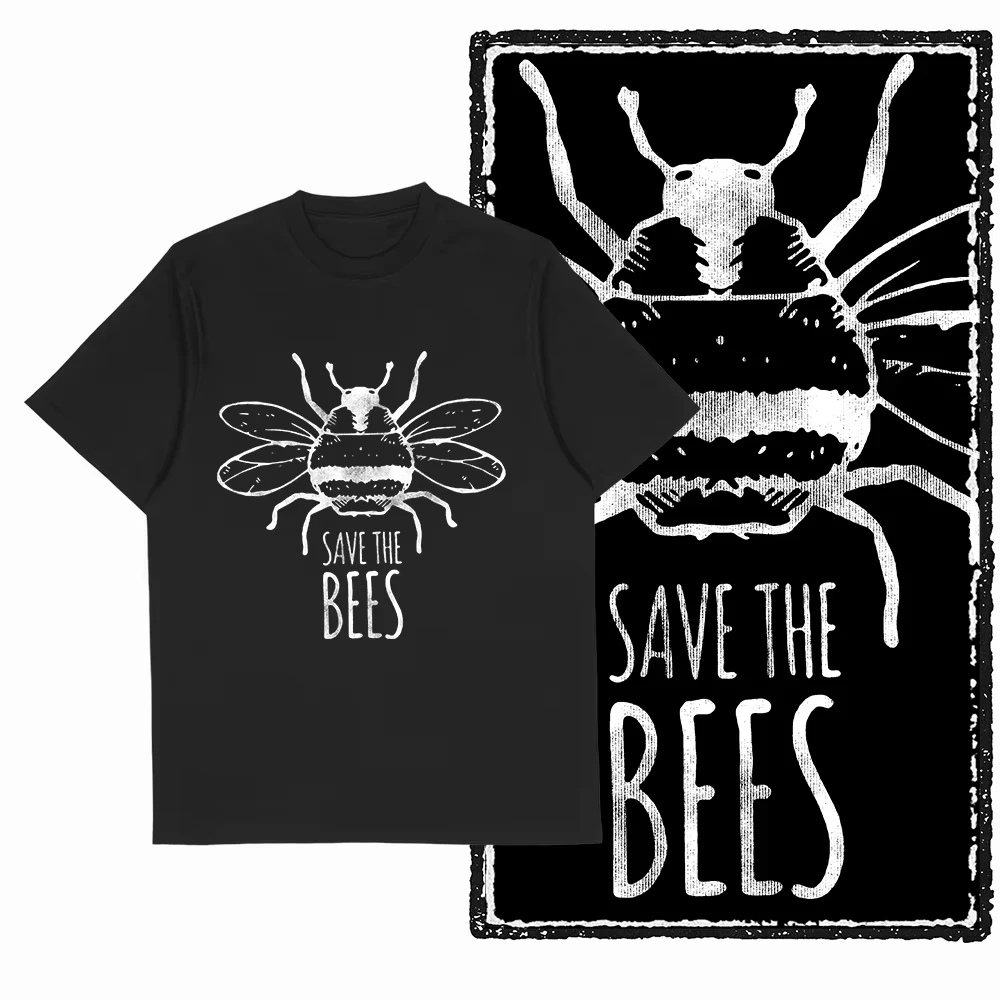 

100% cotton fun cool bee print men's graphic novelty T-shirt 2025 summer on sale