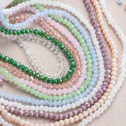 120pcs/lot 3.6mm Crystal Glass Rondelle Beads Austria Faceted Round Loose Spacer Beads for DIY Jewelry Making Bracelet Necklace