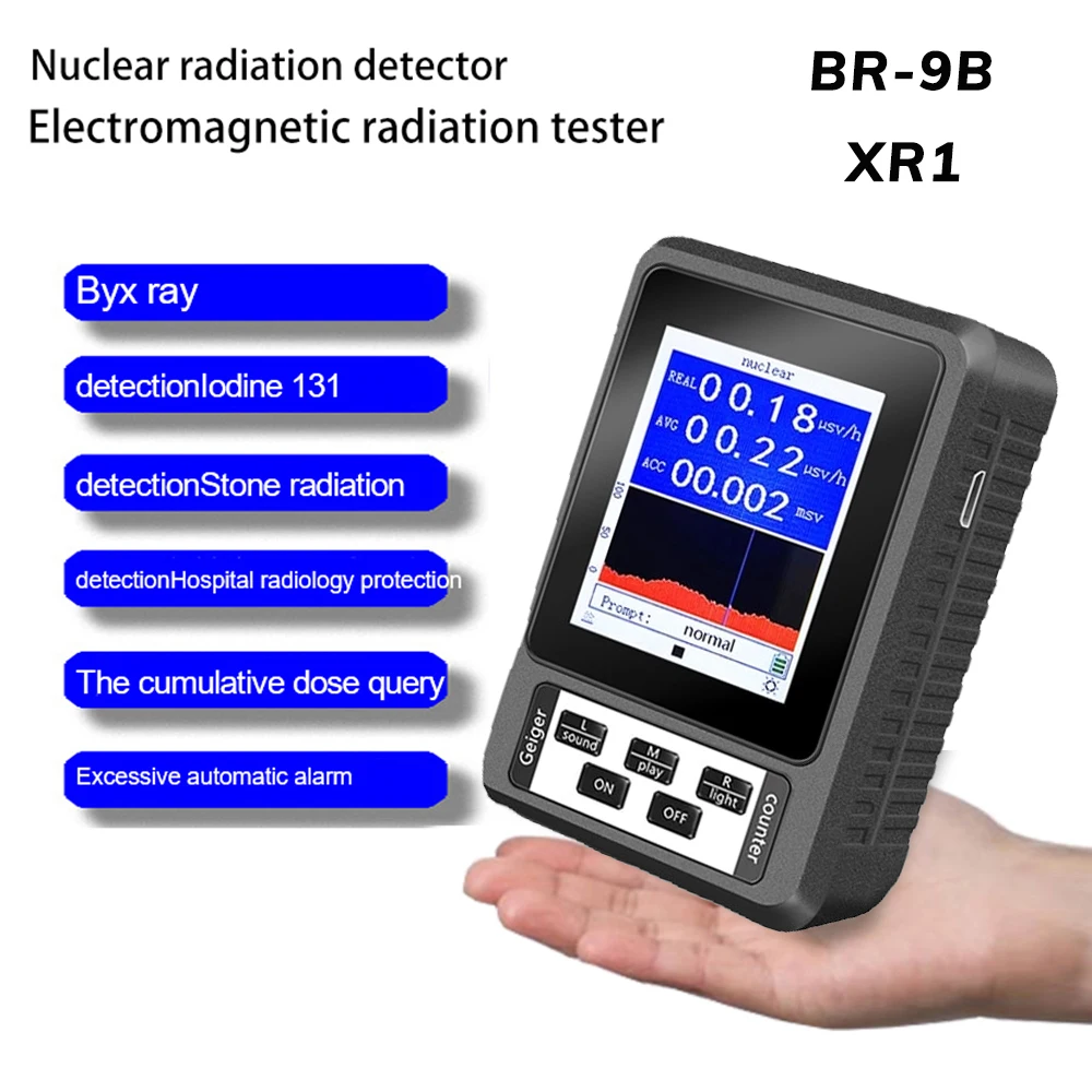 BR-9B-XR-1 Portable Geiger Counter Nuclear Radiation Detector Personal Dosimeter Marble Tester XRay Radiation Dosimeter